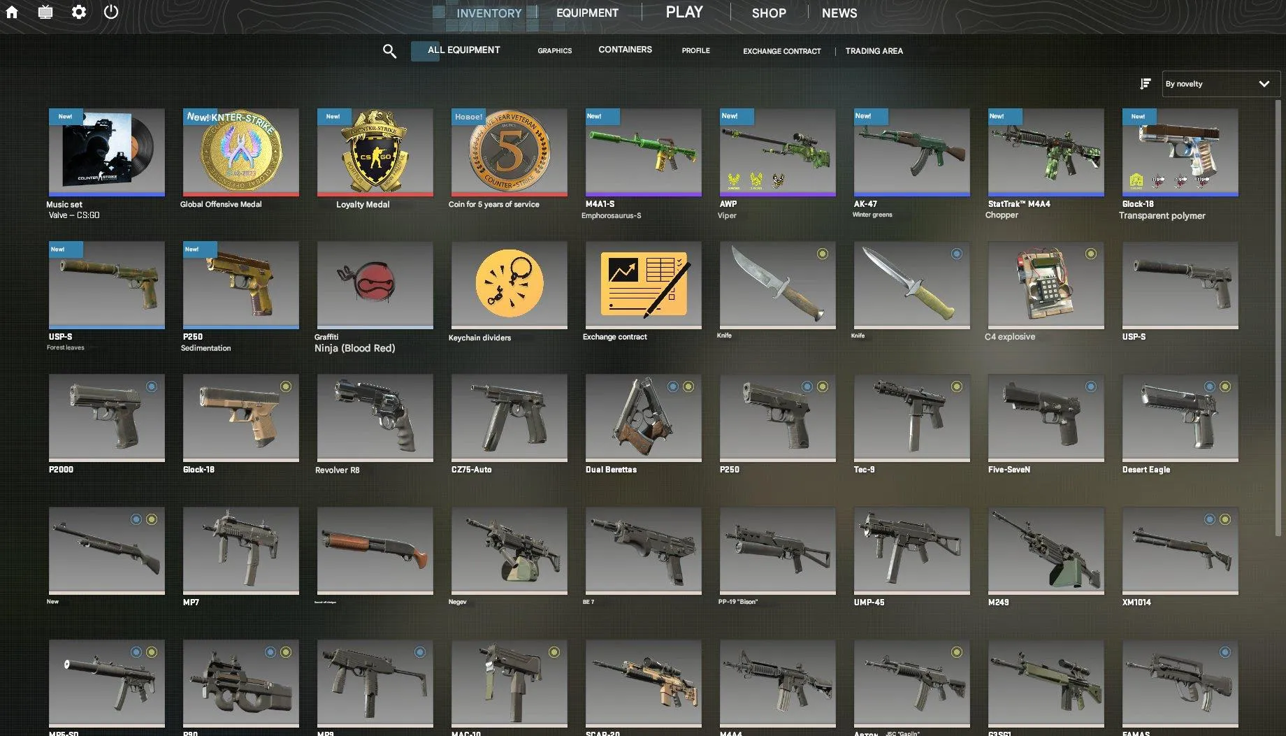 CS186 Prime enabled | Global Offensive Medal, Loyalty Medal, 5-Year Service Coin, Skins for AWP Pit Viper, AK-47 Winter Green, M4A1-S Emphorosaur, USP-S Forest Leaves, Glock-18 Polymer 